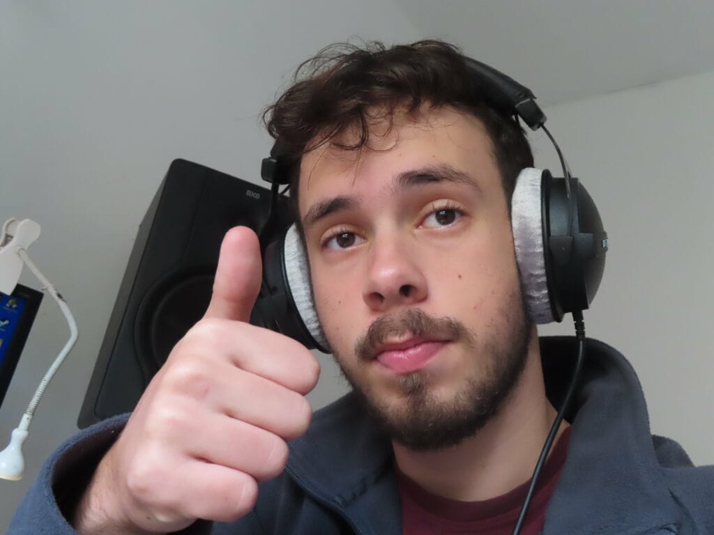 A selfie of Den using the Beyerdynamics DT770 Pro