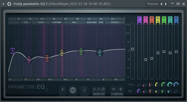 Screenshot showing EQ configuration in FL Studio
