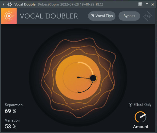 Screenshot showing Vocal Doubler by iZotope configurations in FL Studio