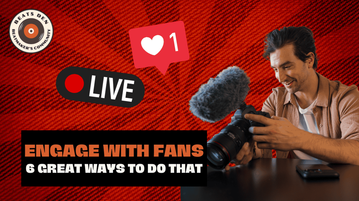 Content creator filming engaging live video with camera and microphone, illustrating effective fan interaction.
